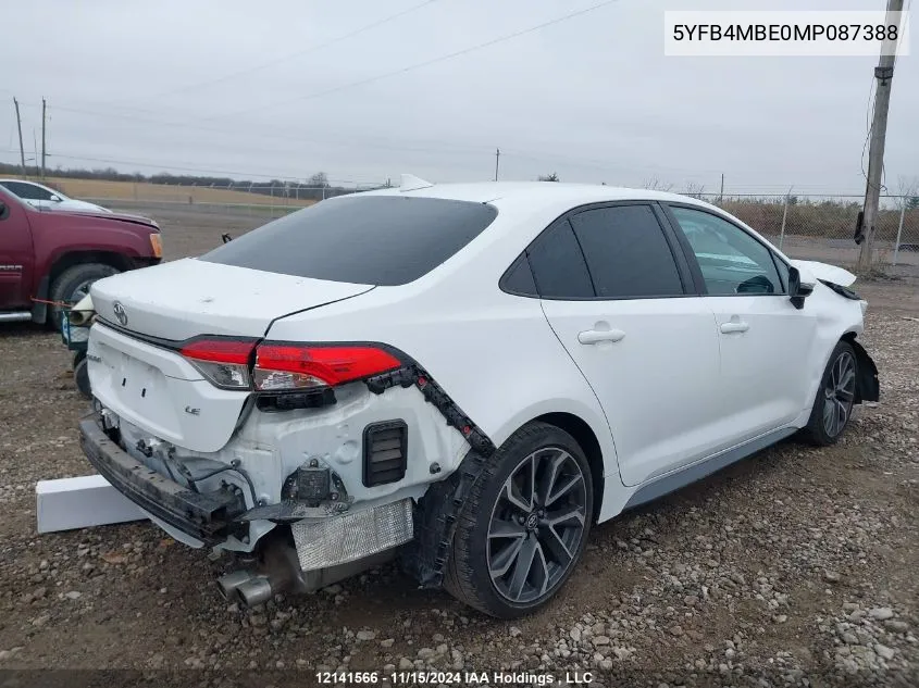 2021 Toyota Corolla Se VIN: 5YFB4MBE0MP087388 Lot: 12141566