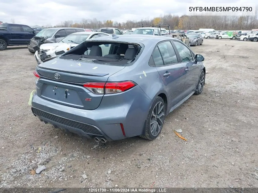 2021 Toyota Corolla Se VIN: 5YFB4MBE5MP094790 Lot: 12151730