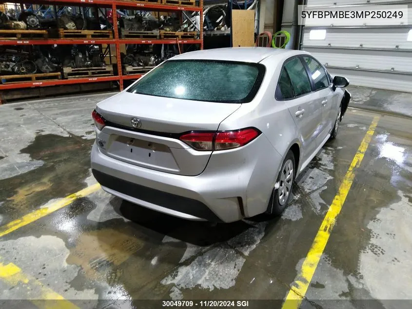 2021 Toyota Corolla Le VIN: 5YFBPMBE3MP250249 Lot: 30049709