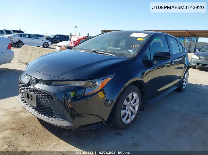 JTDEPMAE5MJ143920 2021 Toyota Corolla Le