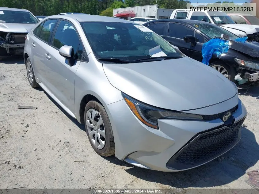 2021 Toyota Corolla Le VIN: 5YFEPMAE7MP165283 Lot: 39261685