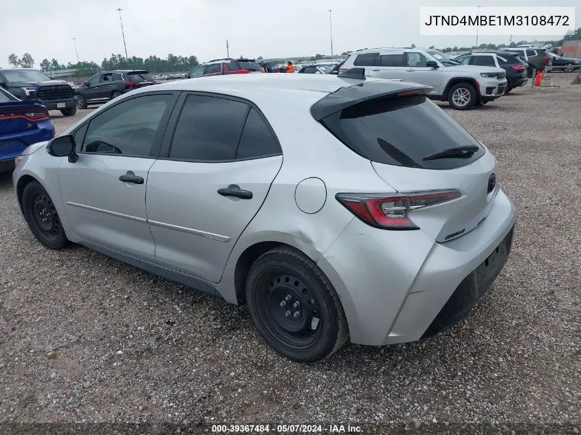 2021 Toyota Corolla Se Nightshade Edition VIN: JTND4MBE1M3108472 Lot: 39367484