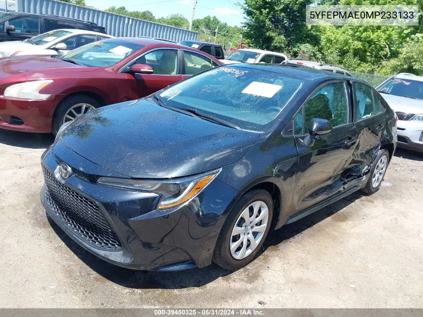 2021 Toyota Corolla Le VIN: 5YFEPMAE0MP233133 Lot: 39450325