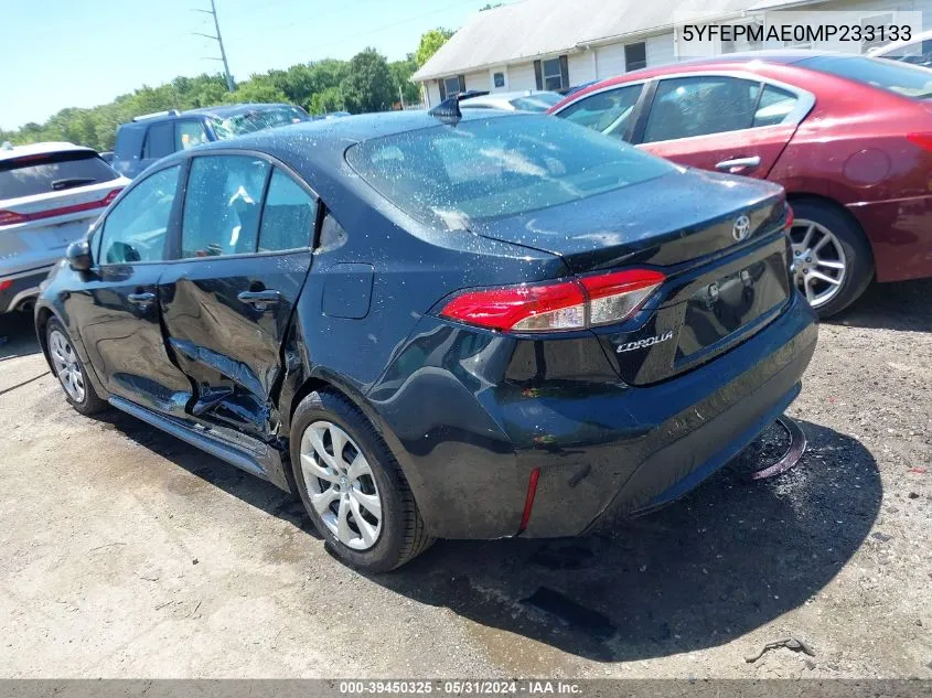 2021 Toyota Corolla Le VIN: 5YFEPMAE0MP233133 Lot: 39450325