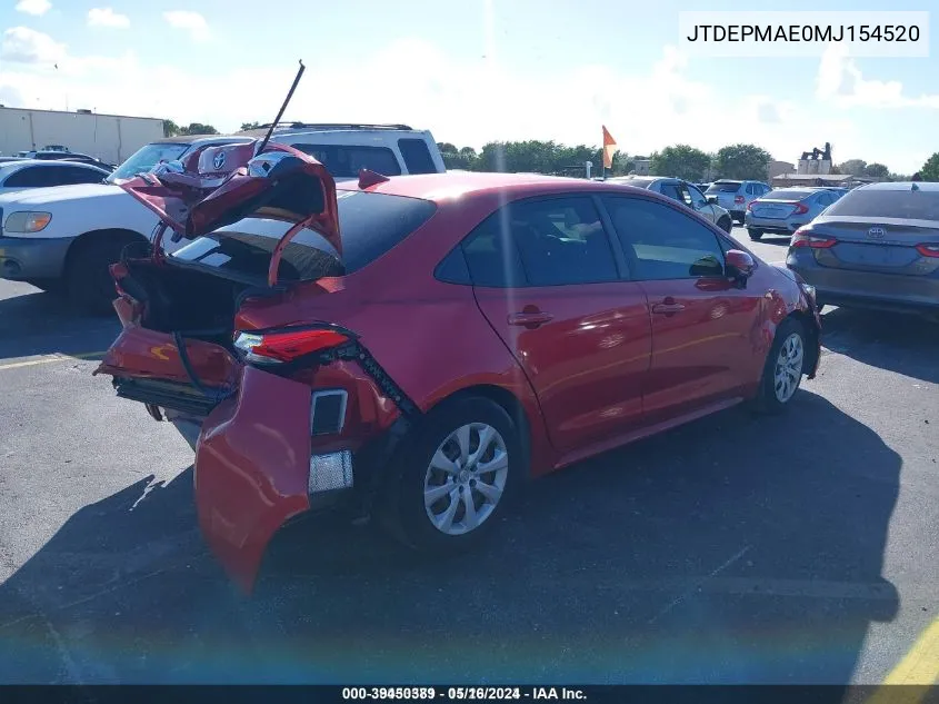 JTDEPMAE0MJ154520 2021 Toyota Corolla Le