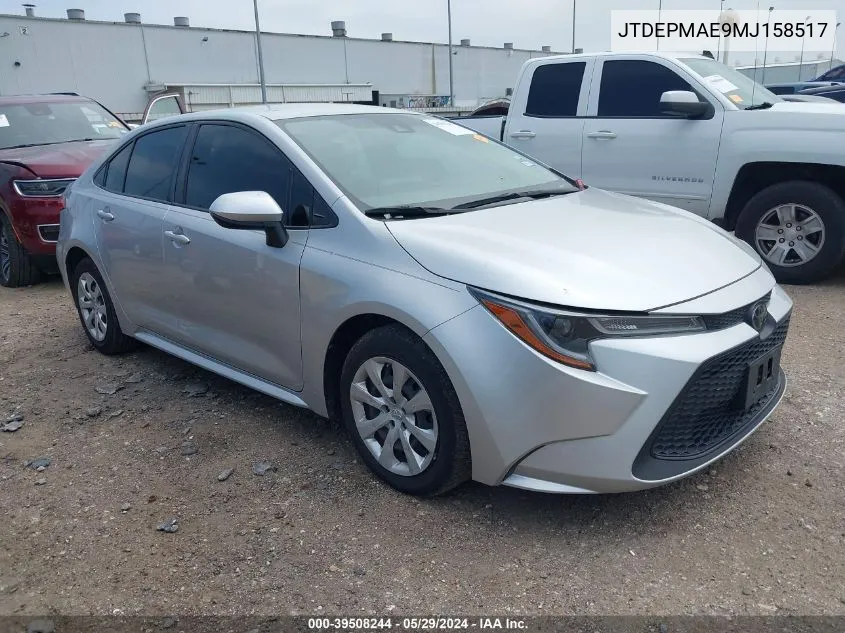 2021 Toyota Corolla Le VIN: JTDEPMAE9MJ158517 Lot: 39508244