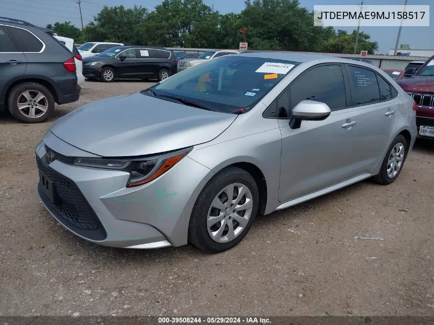 2021 Toyota Corolla Le VIN: JTDEPMAE9MJ158517 Lot: 39508244