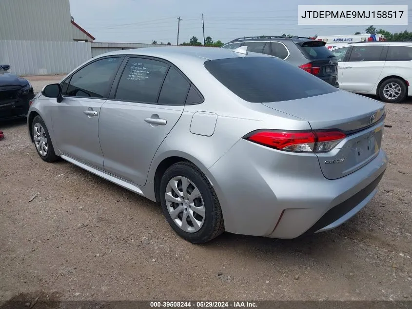 2021 Toyota Corolla Le VIN: JTDEPMAE9MJ158517 Lot: 39508244