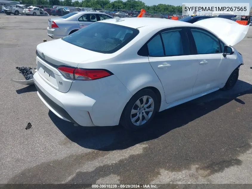 2021 Toyota Corolla Le VIN: 5YFEPMAE1MP267565 Lot: 39510239