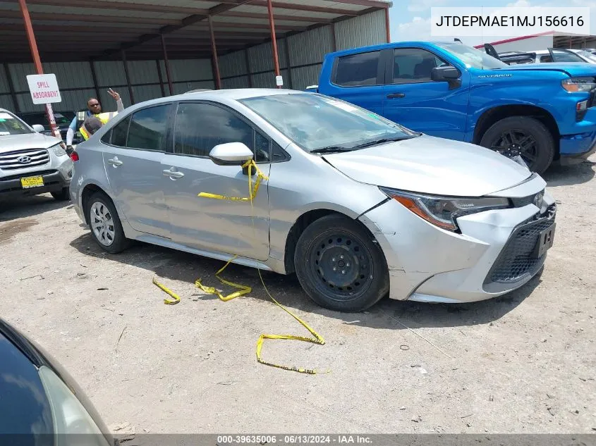 2021 Toyota Corolla Le VIN: JTDEPMAE1MJ156616 Lot: 39635006