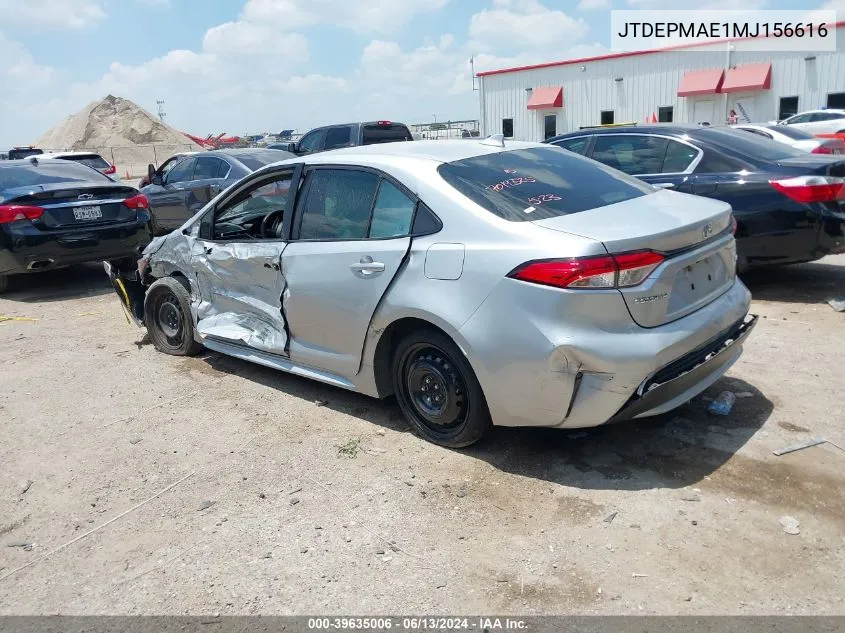 2021 Toyota Corolla Le VIN: JTDEPMAE1MJ156616 Lot: 39635006