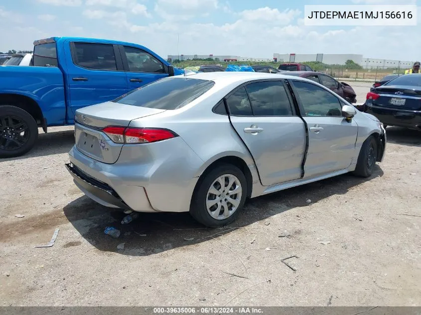 2021 Toyota Corolla Le VIN: JTDEPMAE1MJ156616 Lot: 39635006