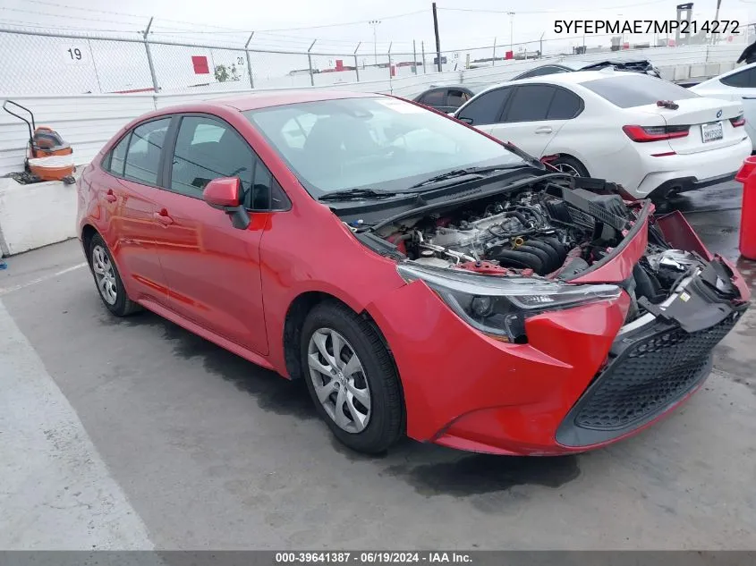 2021 Toyota Corolla Le VIN: 5YFEPMAE7MP214272 Lot: 39641387