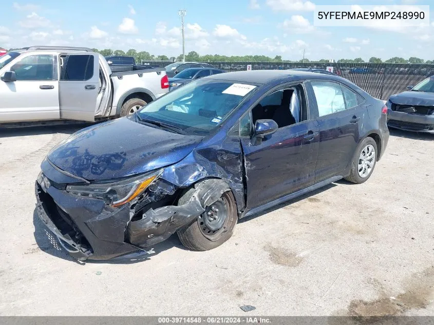 2021 Toyota Corolla Le VIN: 5YFEPMAE9MP248990 Lot: 39714548