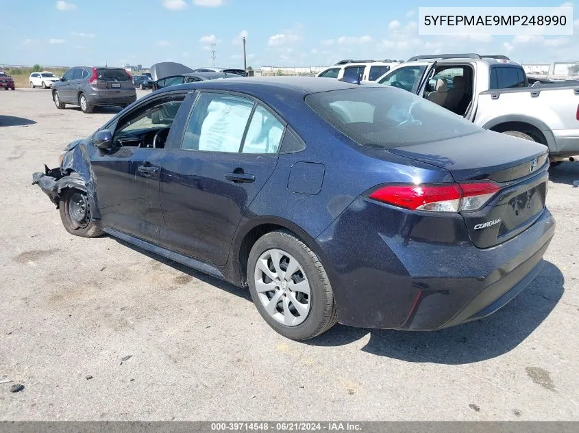 2021 Toyota Corolla Le VIN: 5YFEPMAE9MP248990 Lot: 39714548