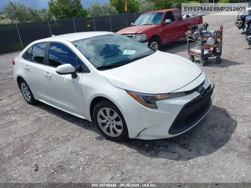 2021 Toyota Corolla Le VIN: 5YFEPMAE8MP252609 Lot: 39745448