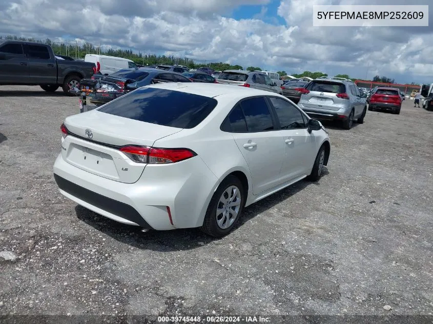 2021 Toyota Corolla Le VIN: 5YFEPMAE8MP252609 Lot: 39745448