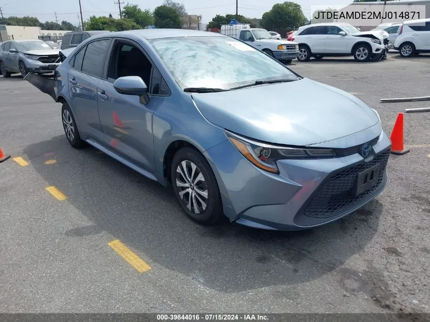 2021 Toyota Corolla Hybrid Le VIN: JTDEAMDE2MJ014871 Lot: 39844016