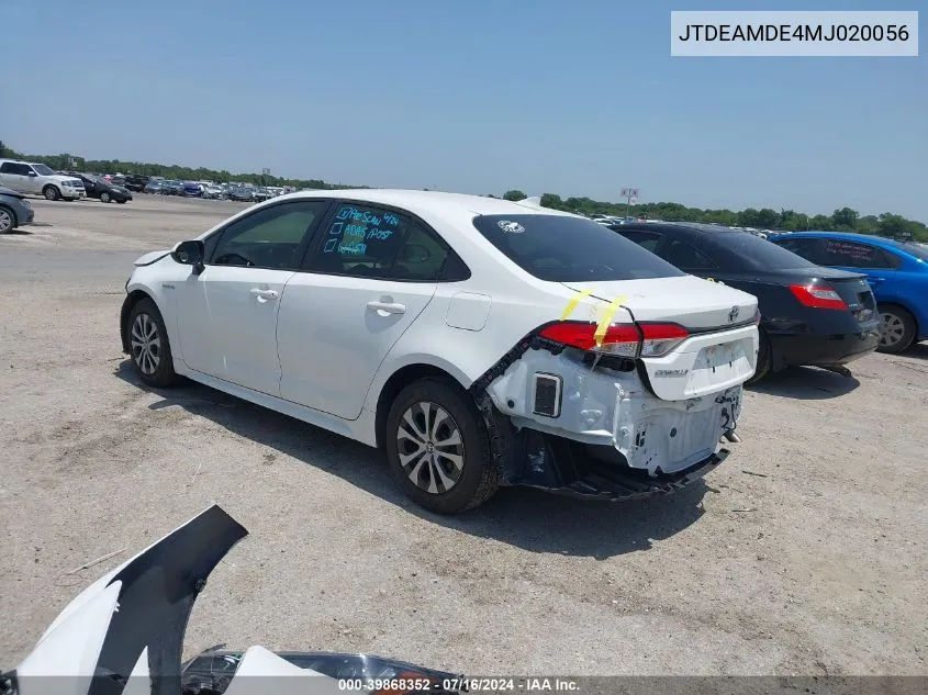 2021 Toyota Corolla Le VIN: JTDEAMDE4MJ020056 Lot: 39868352