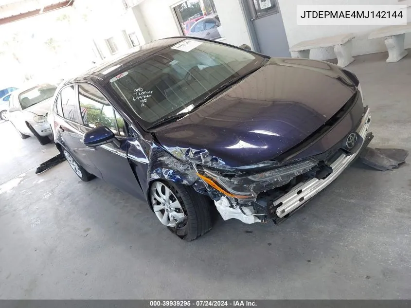 JTDEPMAE4MJ142144 2021 Toyota Corolla Le