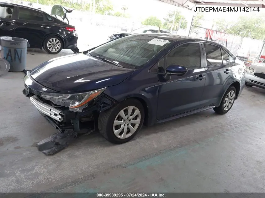 2021 Toyota Corolla Le VIN: JTDEPMAE4MJ142144 Lot: 73672184