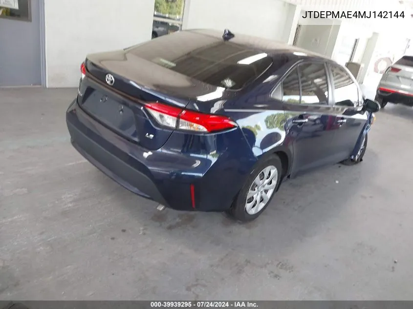 2021 Toyota Corolla Le VIN: JTDEPMAE4MJ142144 Lot: 73672184