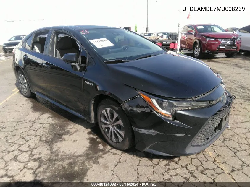 JTDEAMDE7MJ008239 2021 Toyota Corolla Hybrid Le