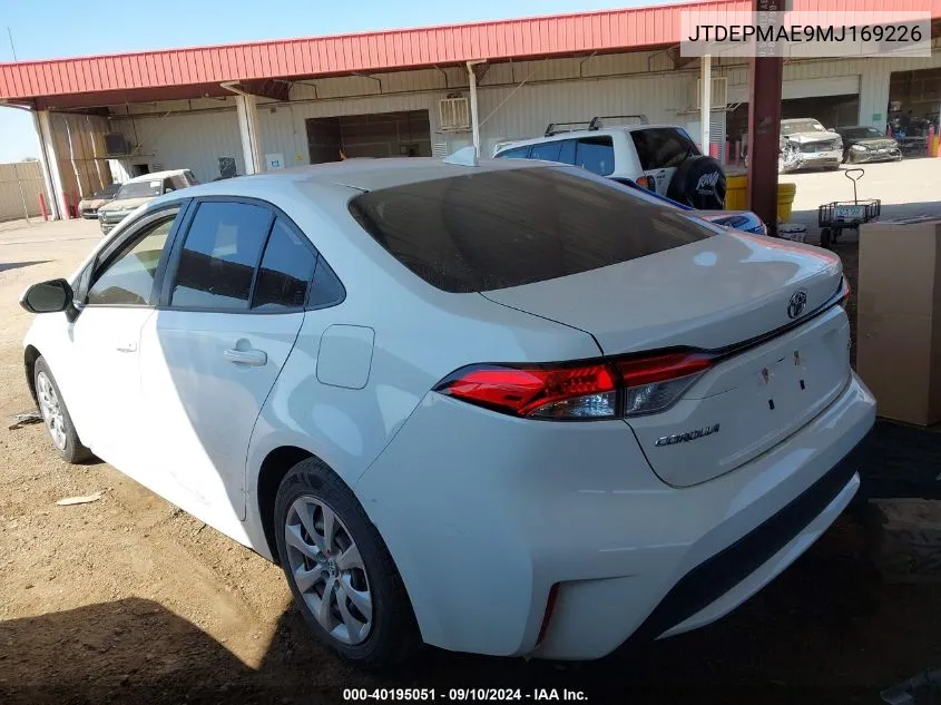 2021 Toyota Corolla Le VIN: JTDEPMAE9MJ169226 Lot: 40195051