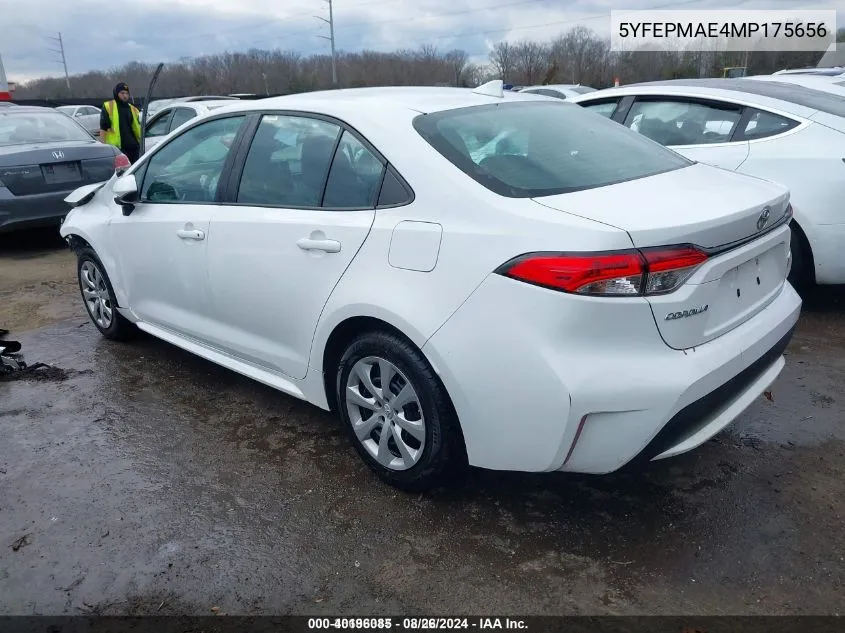 2021 Toyota Corolla Le VIN: 5YFEPMAE4MP175656 Lot: 40196085