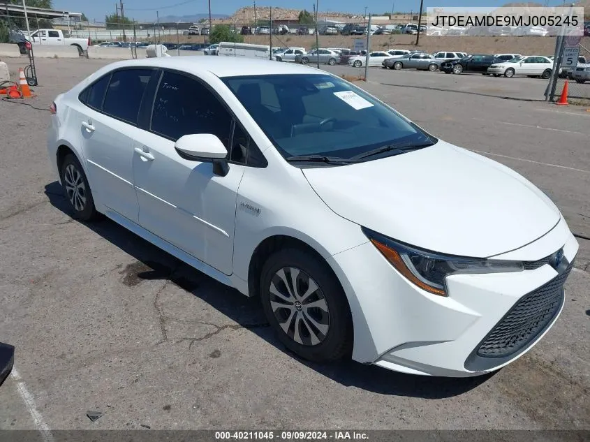 2021 Toyota Corolla Hybrid Le VIN: JTDEAMDE9MJ005245 Lot: 40211045