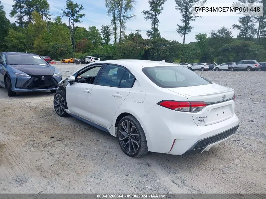 2021 Toyota Corolla Se VIN: 5YFS4MCE7MP061448 Lot: 40260664