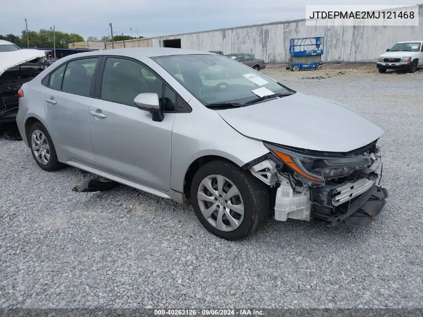 2021 Toyota Corolla Le VIN: JTDEPMAE2MJ121468 Lot: 40263126