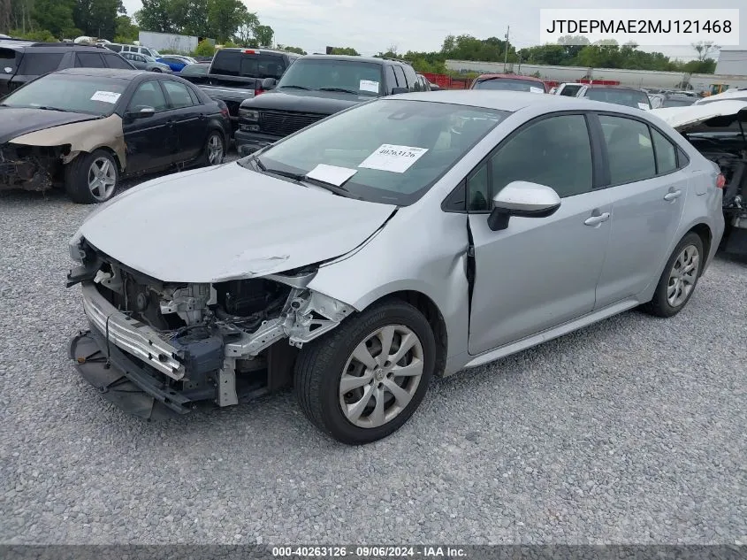 2021 Toyota Corolla Le VIN: JTDEPMAE2MJ121468 Lot: 40263126