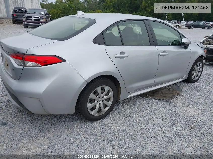 JTDEPMAE2MJ121468 2021 Toyota Corolla Le