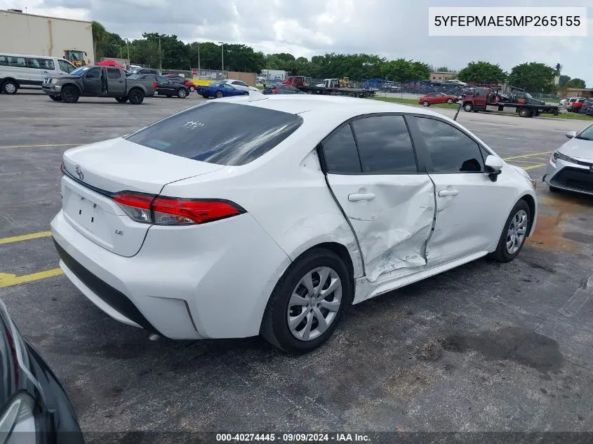 5YFEPMAE5MP265155 2021 Toyota Corolla Le