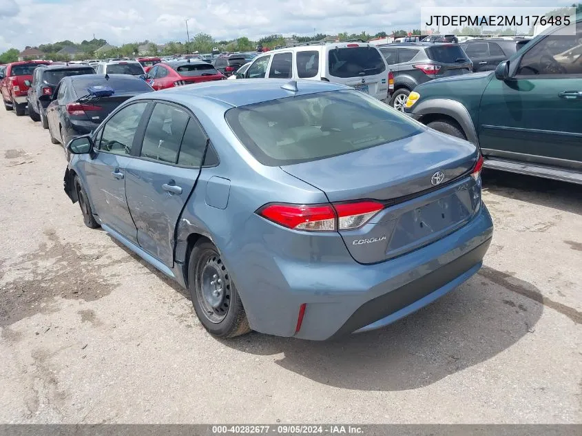 2021 Toyota Corolla Le VIN: JTDEPMAE2MJ176485 Lot: 40282677