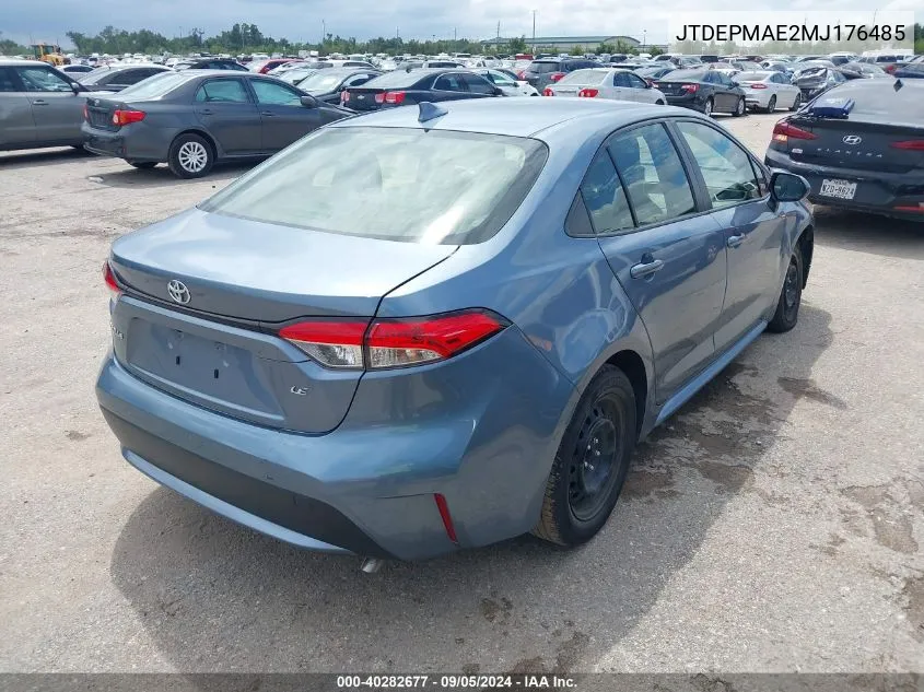 2021 Toyota Corolla Le VIN: JTDEPMAE2MJ176485 Lot: 40282677