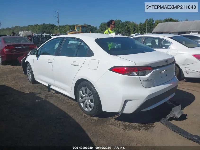 2021 Toyota Corolla Le VIN: 5YFEPMAEXMP211043 Lot: 40290280