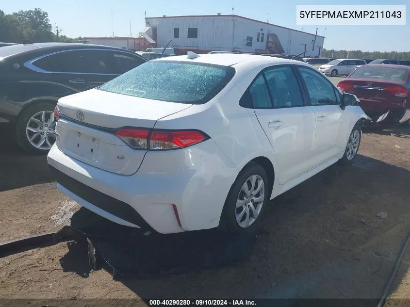 5YFEPMAEXMP211043 2021 Toyota Corolla Le