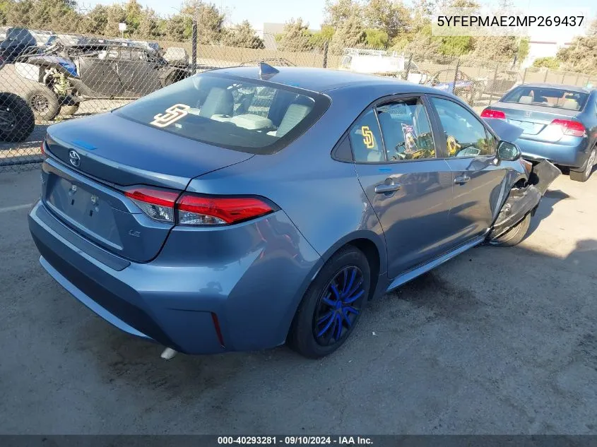 2021 Toyota Corolla Le VIN: 5YFEPMAE2MP269437 Lot: 40293281