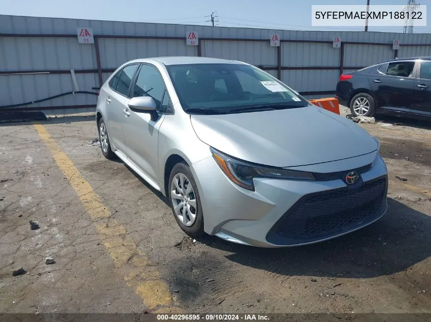 2021 Toyota Corolla Le VIN: 5YFEPMAEXMP188122 Lot: 40296595