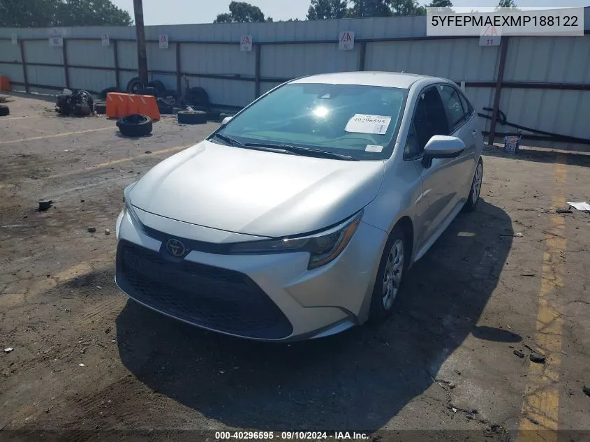 2021 Toyota Corolla Le VIN: 5YFEPMAEXMP188122 Lot: 40296595