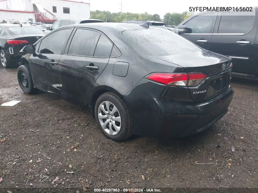 2021 Toyota Corolla Le VIN: 5YFEPMAE8MP165602 Lot: 40297963