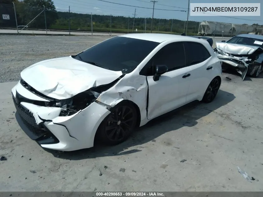 2021 Toyota Corolla Se Nightshade Edition VIN: JTND4MBE0M3109287 Lot: 40298653