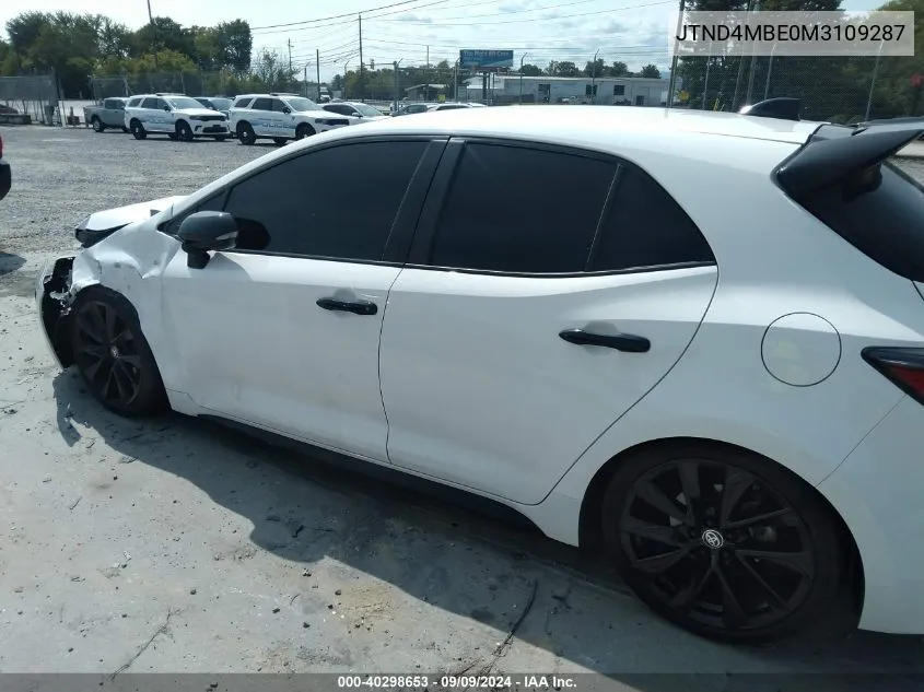 2021 Toyota Corolla Se Nightshade Edition VIN: JTND4MBE0M3109287 Lot: 40298653