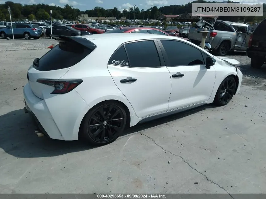 2021 Toyota Corolla Se Nightshade Edition VIN: JTND4MBE0M3109287 Lot: 40298653