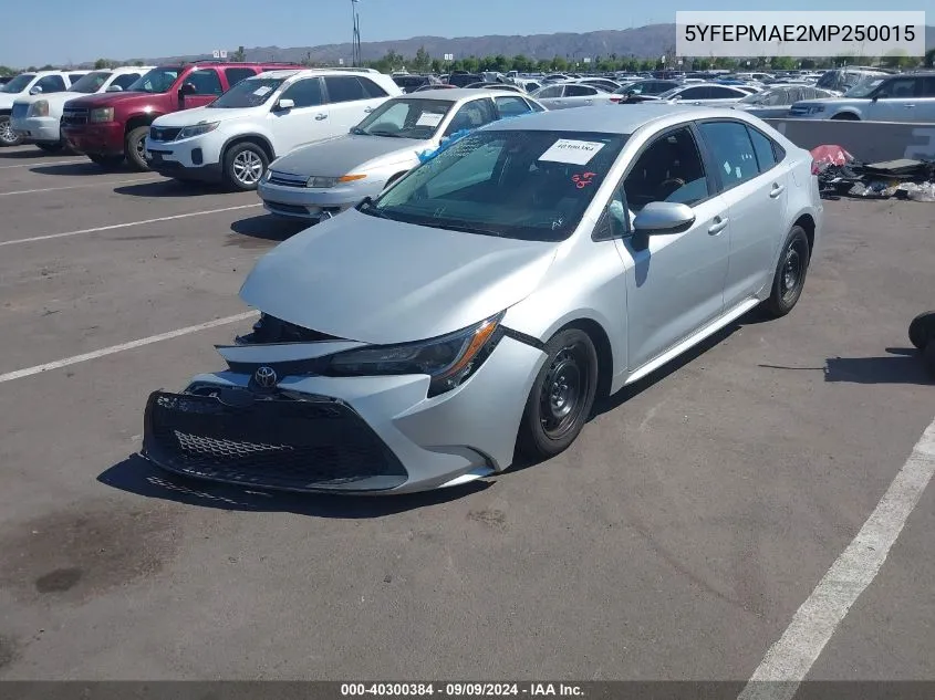 2021 Toyota Corolla Le VIN: 5YFEPMAE2MP250015 Lot: 40300384