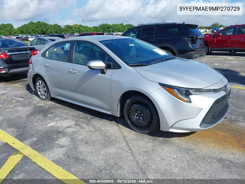 2021 Toyota Corolla Le VIN: 5YFEPMAE9MP270729 Lot: 40300808