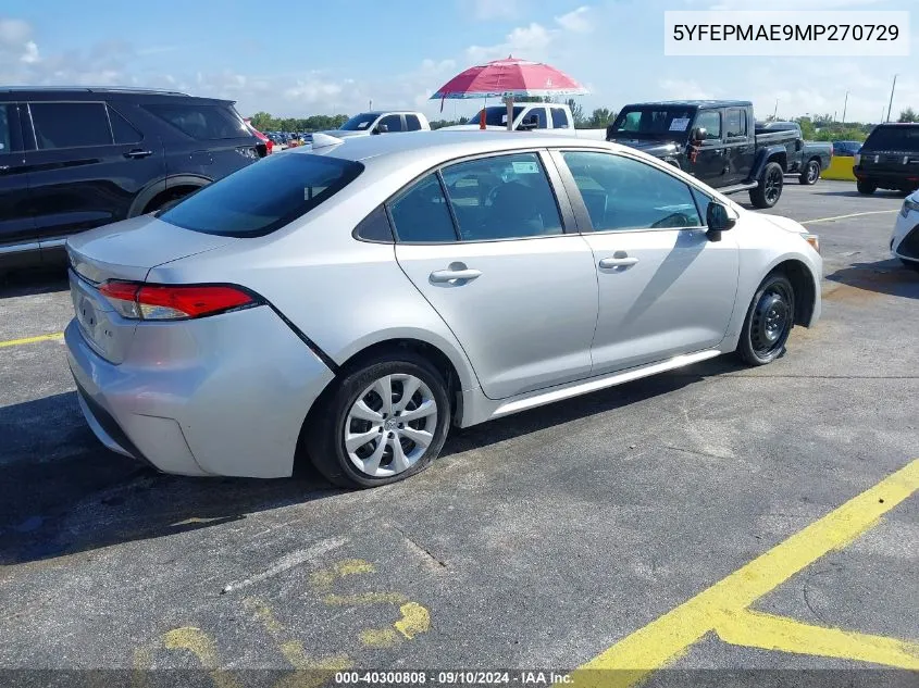 2021 Toyota Corolla Le VIN: 5YFEPMAE9MP270729 Lot: 40300808