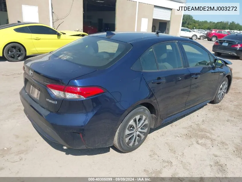 JTDEAMDE2MJ003272 2021 Toyota Corolla Hybrid Le